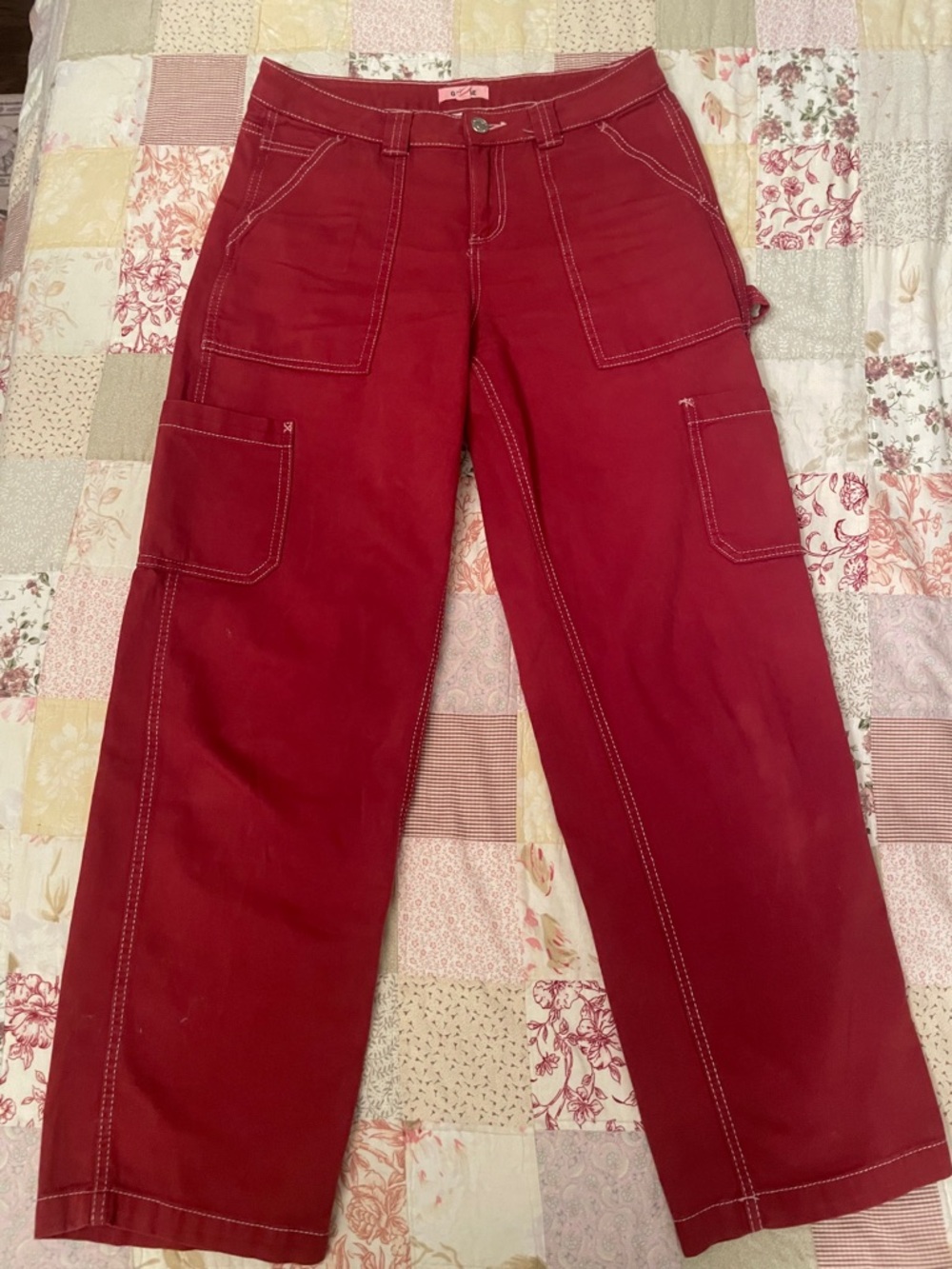 Wide Leg Carpenter Pants in Classic Red